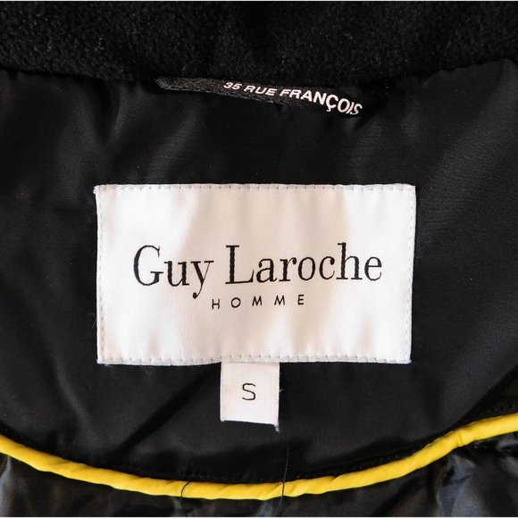 Guy Laroche Homme Puffer Winter Parka Jacket S Black Hooded Lined Long Sleeve - Picture 10 of 15